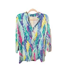 Lilly Pulitzer Vero Tunic Top In Multi Light as a Feather Shirt Medium